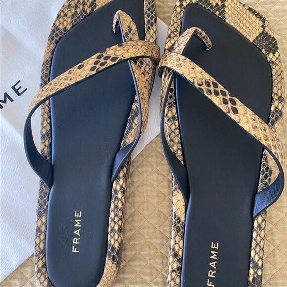 NWT FRAME Le Montauk Criss Cross Sandals, Size 39 Euro/8.5 US, Python Multi - Picture 2 of 10